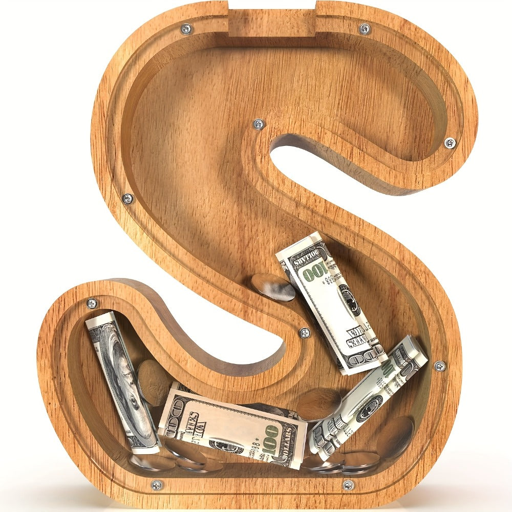 Wooden Letter Penny Bank – Alphabet Coin Bank Savings Box for Kids & Adults, Personalized Money Bank Birthday Gift — image 32