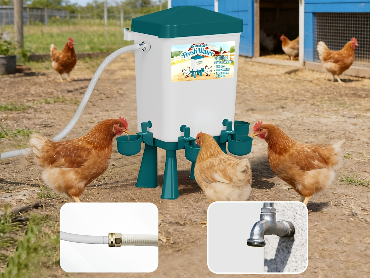 Chicken Waterer 3 Gallon Float Controlled Hose Connection Hands-Free — image 13