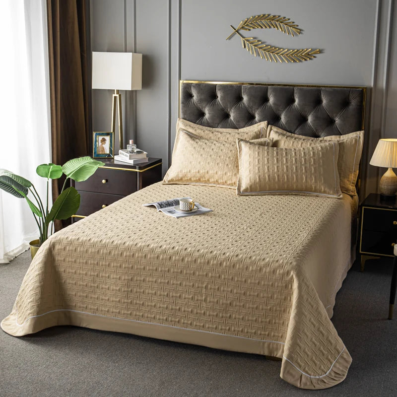 Quilted Padded Continental Bed Cover Three Piece Set