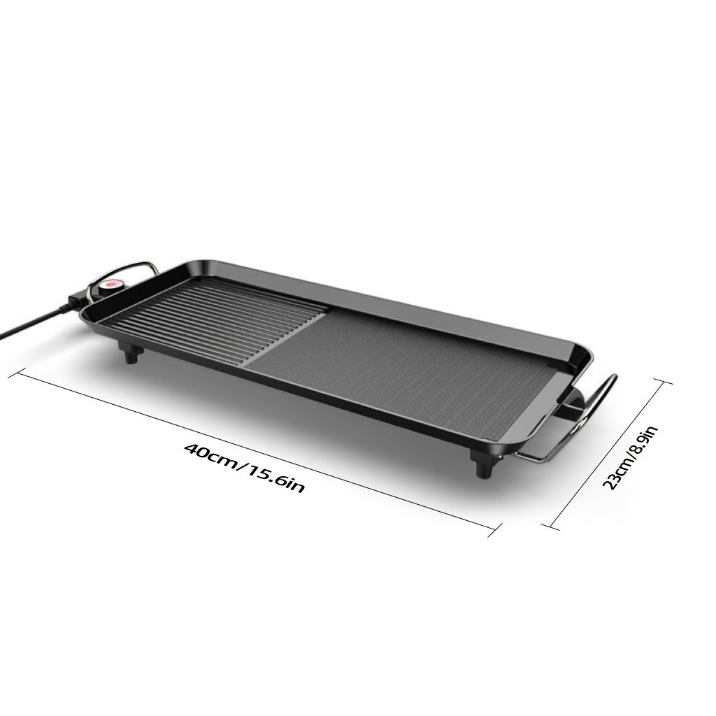 Indoor Electric Grill Smokeless, Non-Stick BBQ Griddle with Adjustable Temperature & Drip Tray — image 4