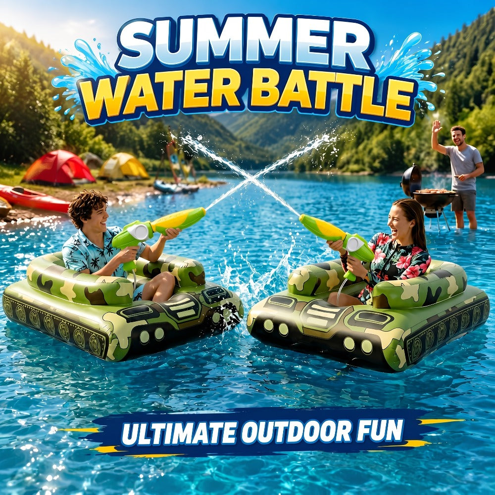 Ride-On Inflatable Pool Floats in Yellow Duck or 60-Inch Green Tank Styles with 16-Inch Beach Ball — image 5