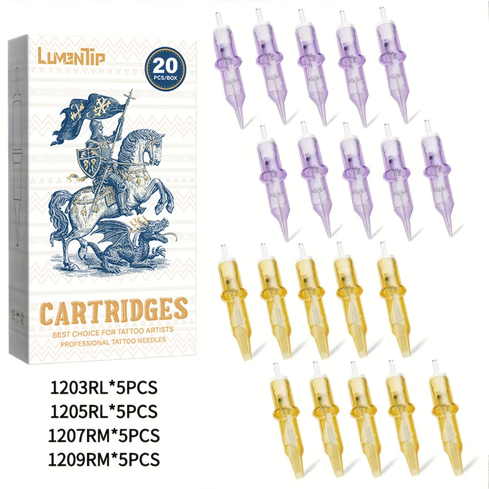 Tattoo Cartridge Needles with Lumentip Label, 50-Piece #12 Mixed or Round Liner Pack Choice — image 1