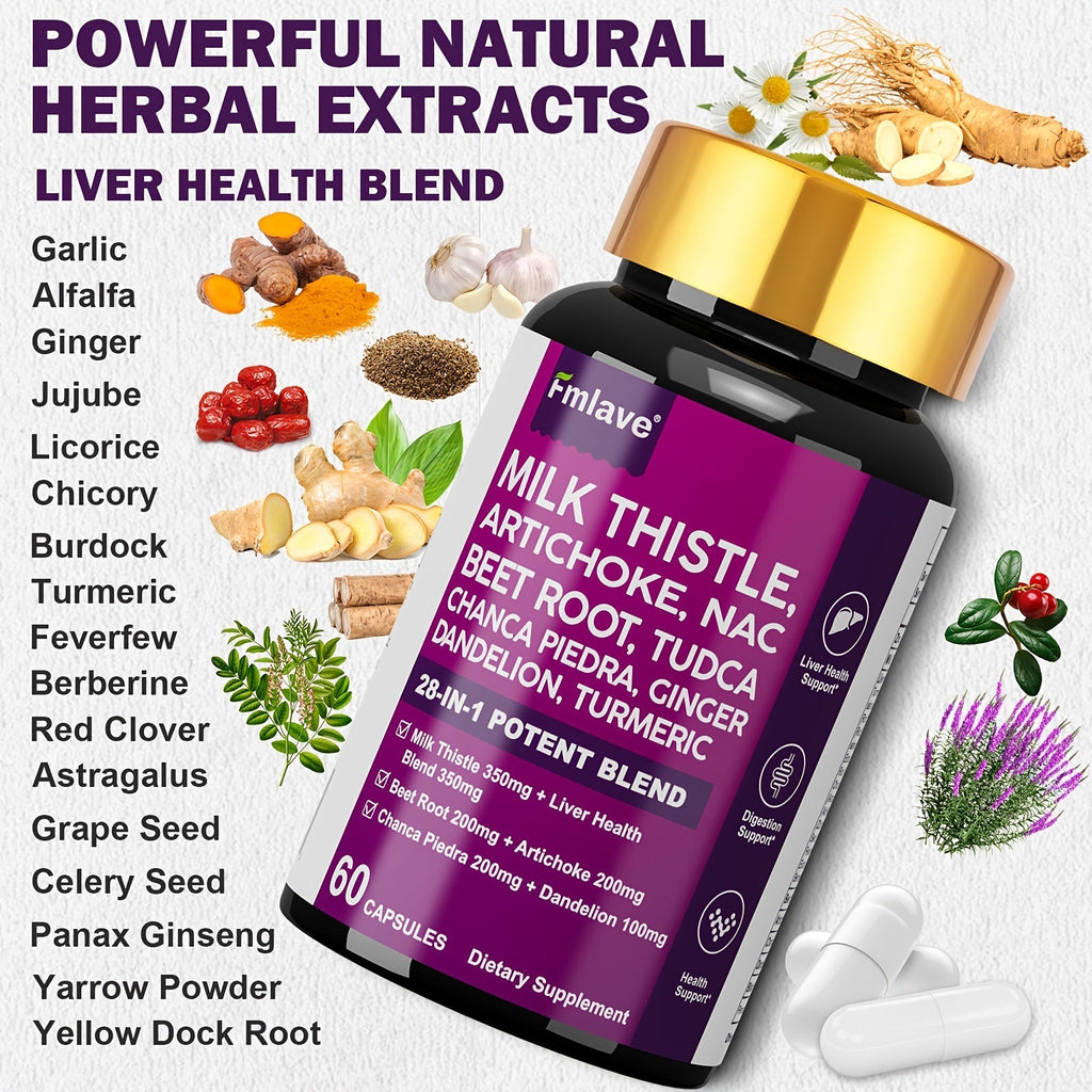 Liver Support Supplement 28-in-1 Ultimate Herbal Blend, Milk Thistle, Dandelion & Turmeric for Liver Cleanse — image 7