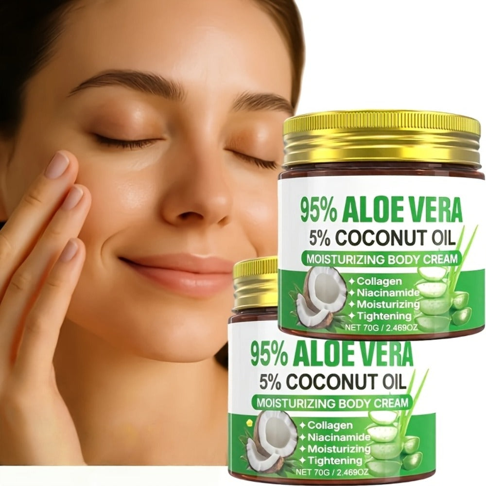 Aloe Vera Collagen Face Cream, Two Jar Set with Hyaluronic Acid and Coconut Oil for Daily Moisture — image 1