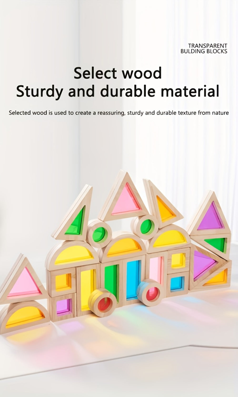 Building Block Set Translucent Acrylic Geometric Shapes with Colorful Triangle, Circle, Arch and Window Pieces — image 15