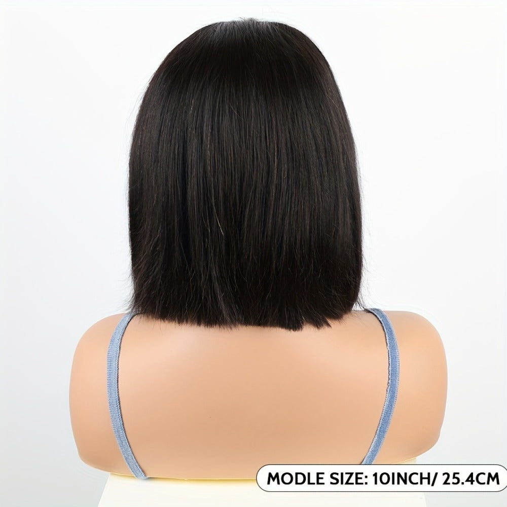 Straight Bob Human-Hair 4x4 Lace Closure Wig in Black with 8, 12, 14 or 16-Inch Length Options — image 6