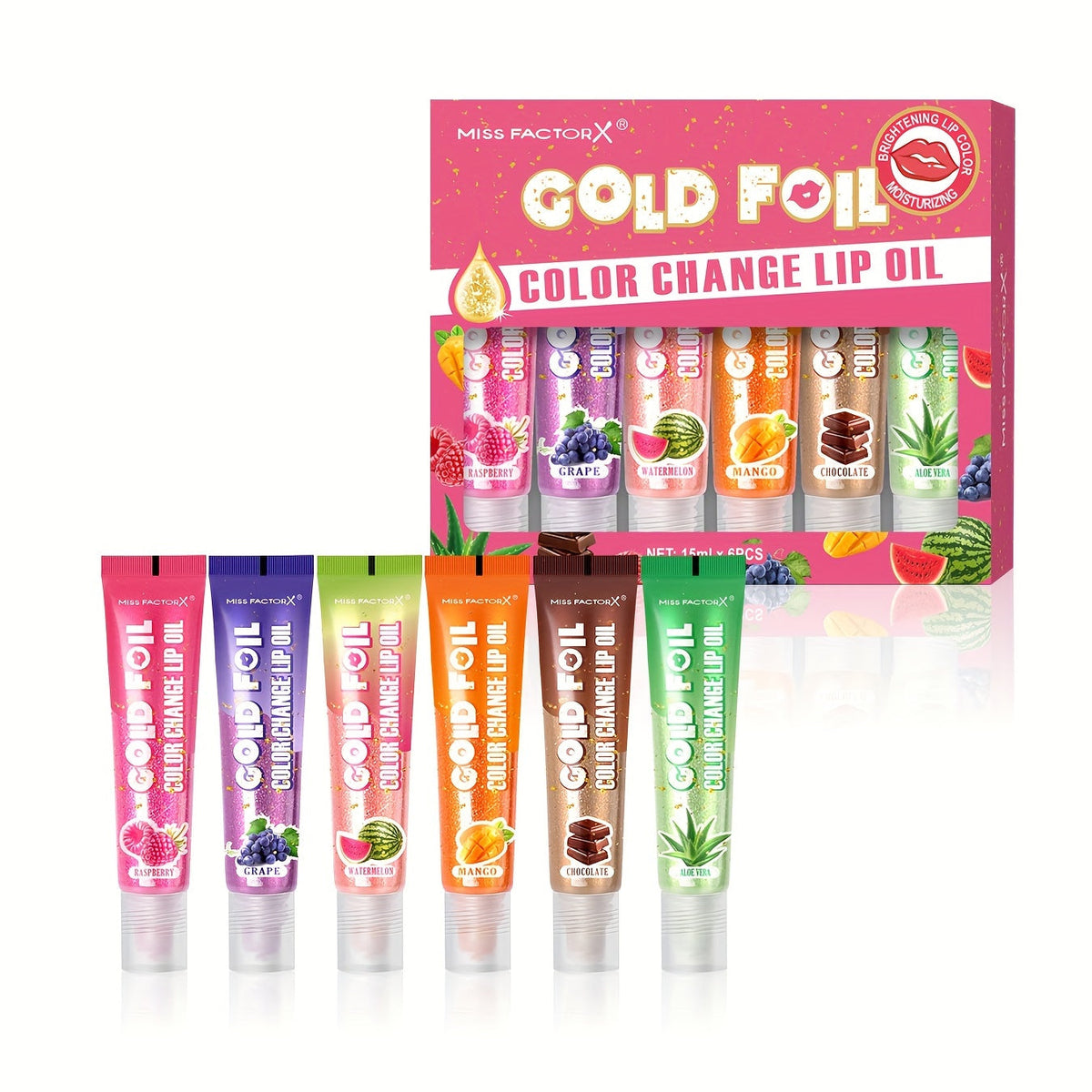pH Color Changing Lip Balm Set 6pcs 6 Fragrances – Deep Moisturizing Brightening Glossy Tinted Lip Care, 0.51oz Each — image 
