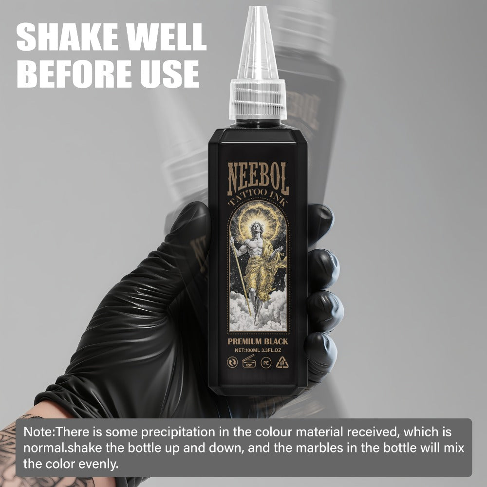 Tattoo Ink Neebol Black 3.38oz 100ml Single Bottle with Black Ink Configuration with Item-Specific Color, Capacity and Bottle