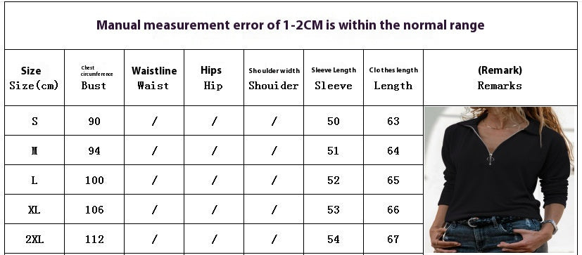 Fabric Lapel Zipper Casual Long Sleeve Women