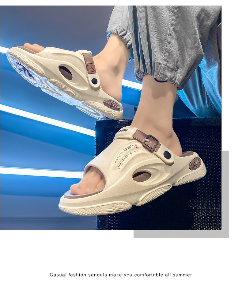Mens Summer Outdoor Slippers With A Non-slip Step-on-poop Feel