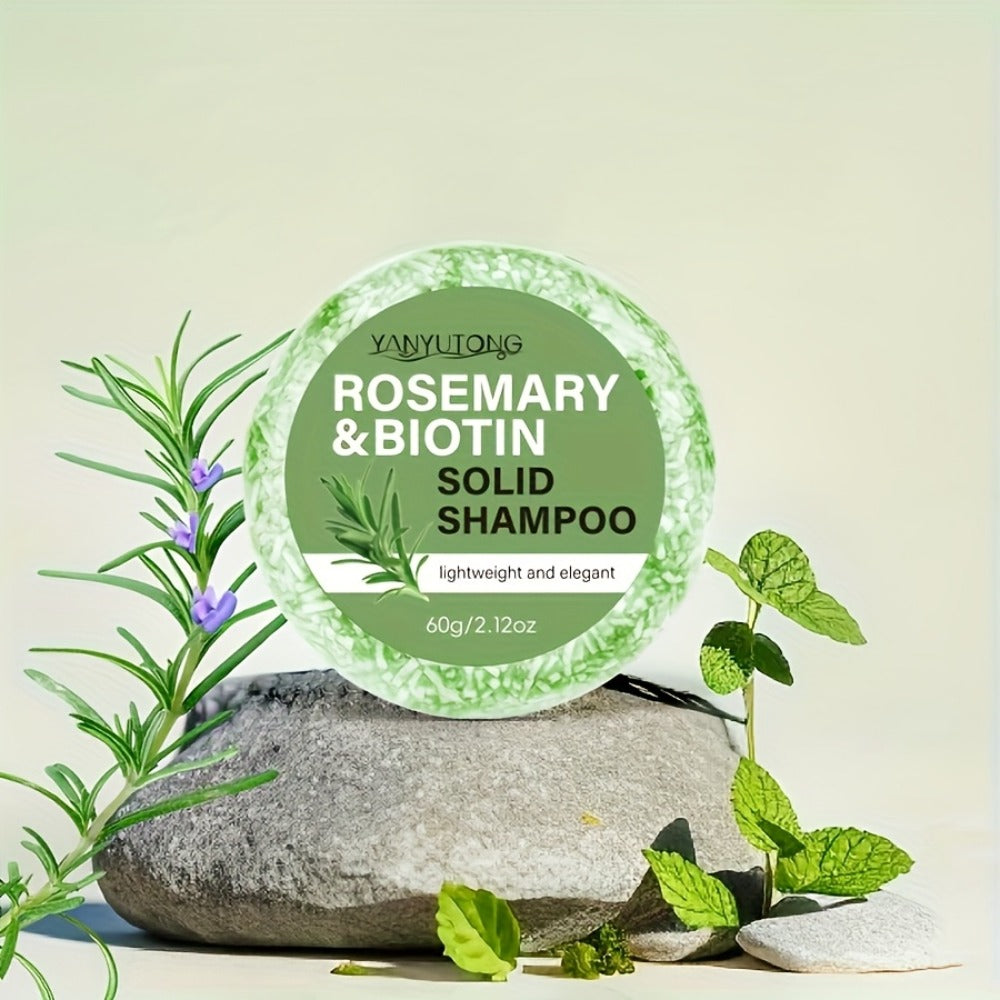 Rosemary Biotin Solid Shampoo Bar 3 Pack – Plant-Based Nourishing Mild Non-Irritating Formula for Sleek Smooth Hair, Scalp Ca