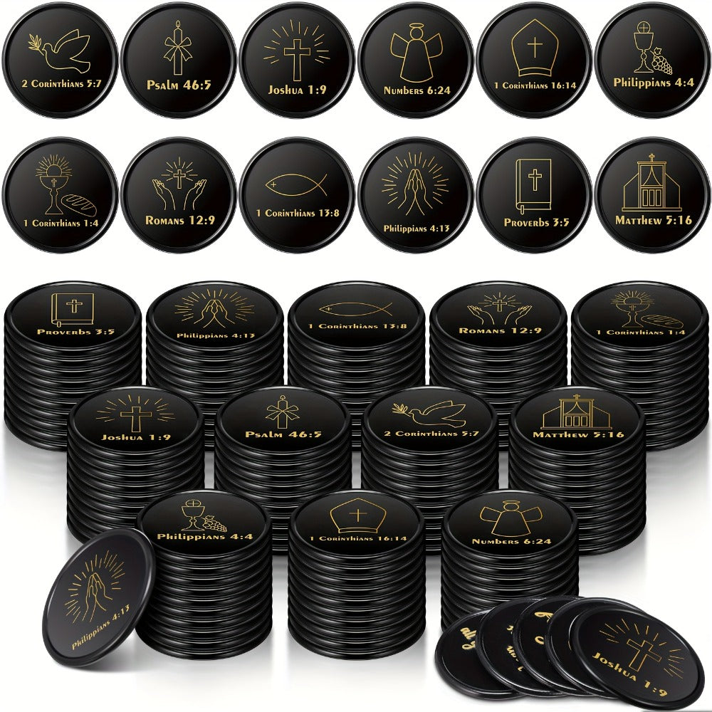 Party Favors Bible-Verse Coins, 120-Piece Black Token Set for Church and Faith-Themed Events — image 1