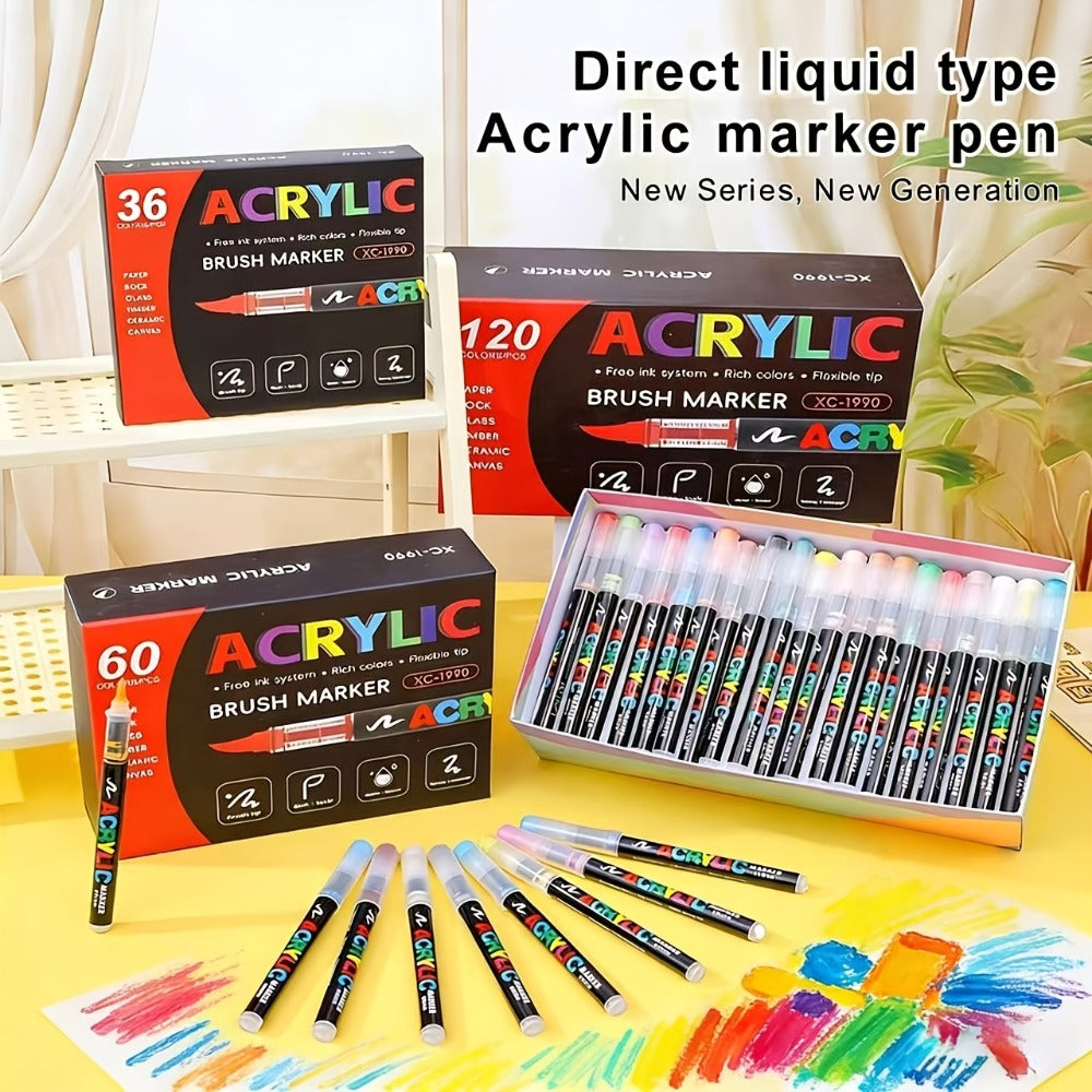 Soft Brush Acrylic Paint Pen Set with Clear Barrels in 12-, 36-, 60-, 80- or 120-Color Checkout Options — image 15