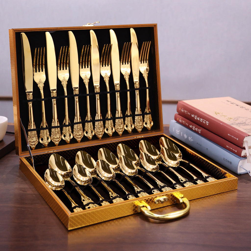 European Pattern Stainless Steel Empaistic Tableware Set