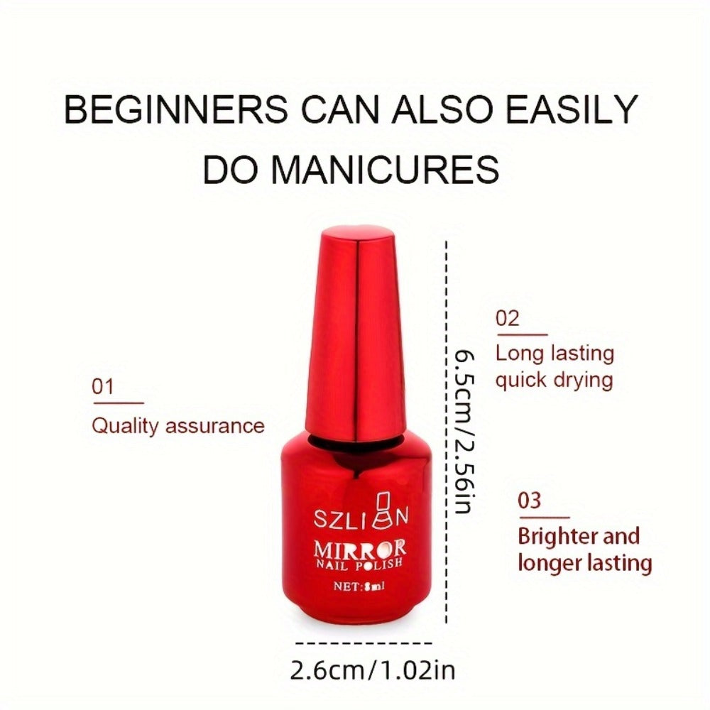 Gel Nail Polish Liner Set with 12 Mirror Chrome Colors and Built-In Thin Art Brushes for Detailed Nail Art — image 4