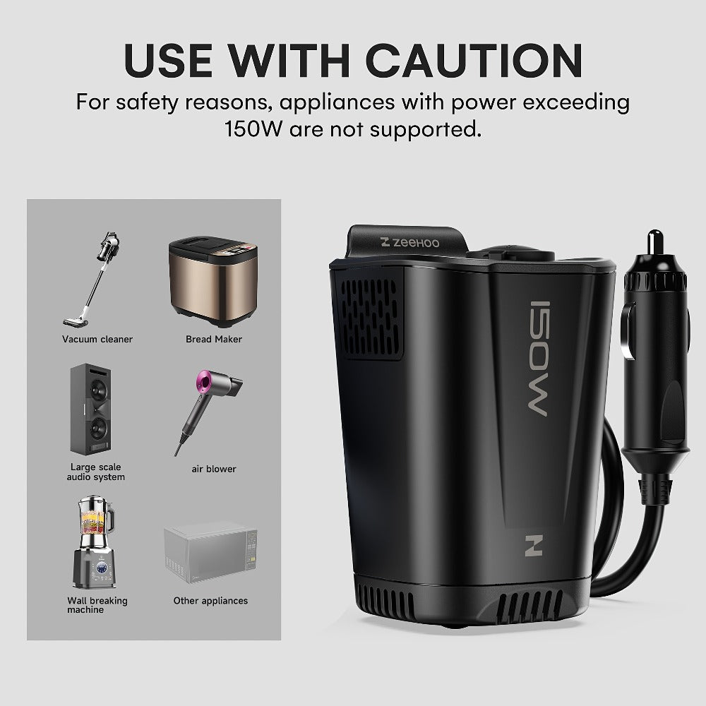 Car Power Inverter with Two 110V AC Outlets and USB-C Ports for Vehicles — image 2