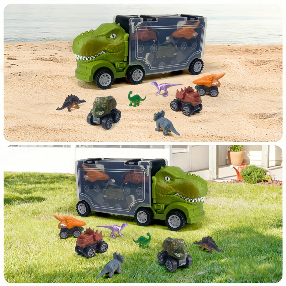 T-Rex Dinosaur Carrier Truck Playset with Mini Cars, Figures and Standard or Upgraded Package Options — image 7