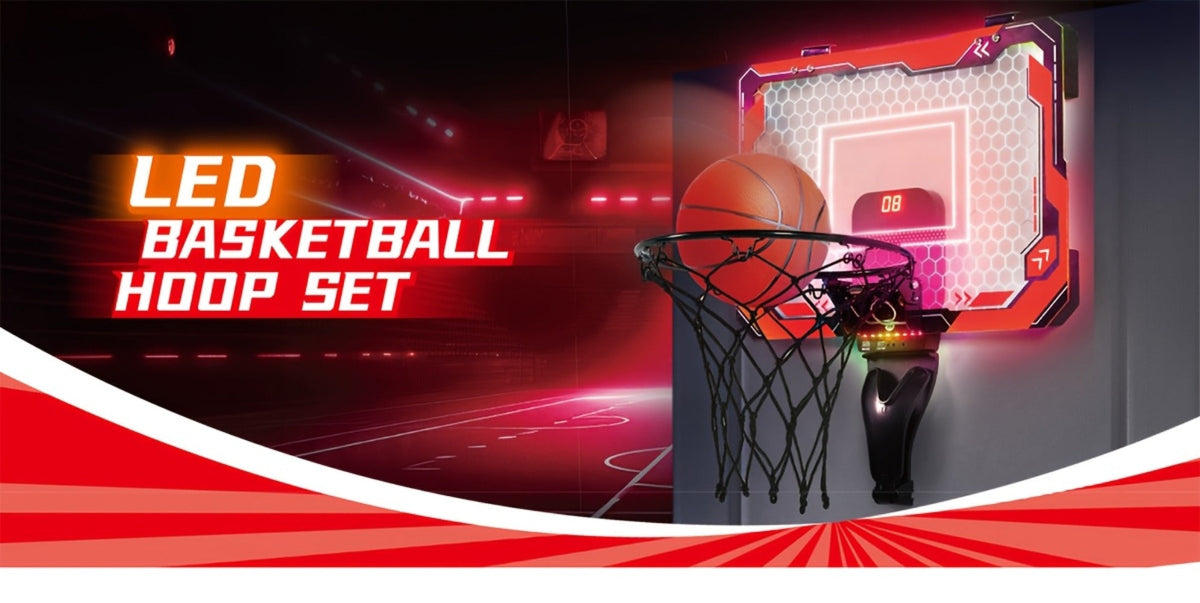 Indoor Basketball Hoop for Kids Over the Door, Light Up LED Scoreboard 4 Balls Air Pump 3 Game Modes 7 Light Shows — image 14
