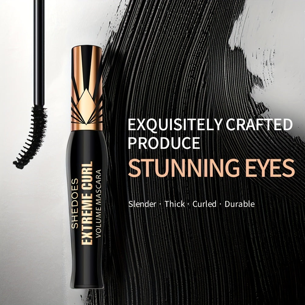 Black Mascara Two-Piece Set with Gold Crown-Style Caps and Curved Black Bristle Applicator Wands — image 4