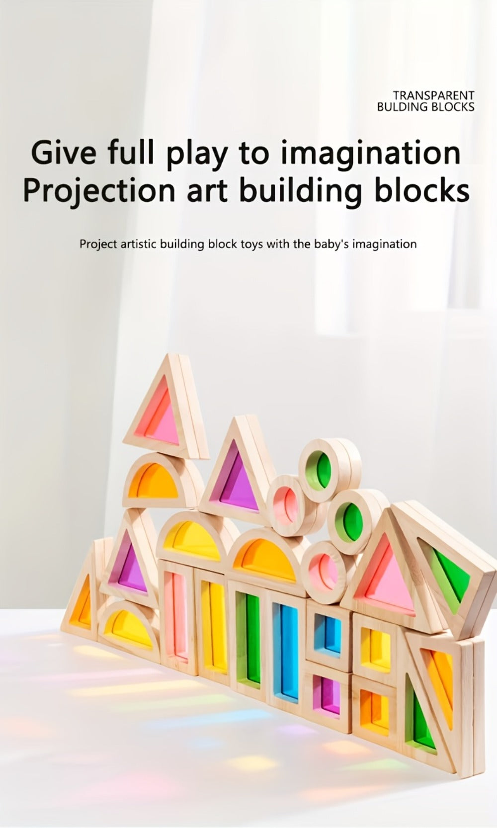 Building Block Set Translucent Acrylic Geometric Shapes with Colorful Triangle, Circle, Arch and Window Pieces — image 18
