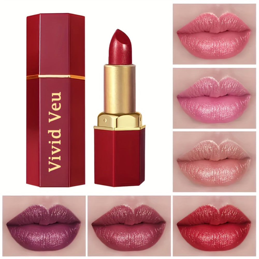 Lipstick Set, Vivid Veu 6-Piece Glossy Cream Bullet Collection with Pink, Rose, Berry and Mauve Colors — image 2