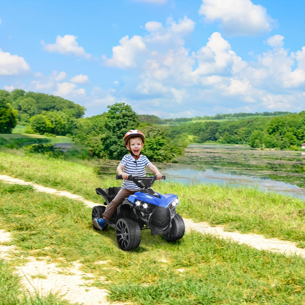 Kids Electric Ride-On ATV 4-Wheeler Quad with LED Headlights Foot Pedal Accelerator Anti-Slip Tires 55 lbs Capacity Outdoor B