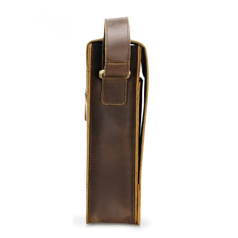 Vintage Cowhide Men's Crossbody Bag, Fashionable Genuine Leather Shoulder Bag