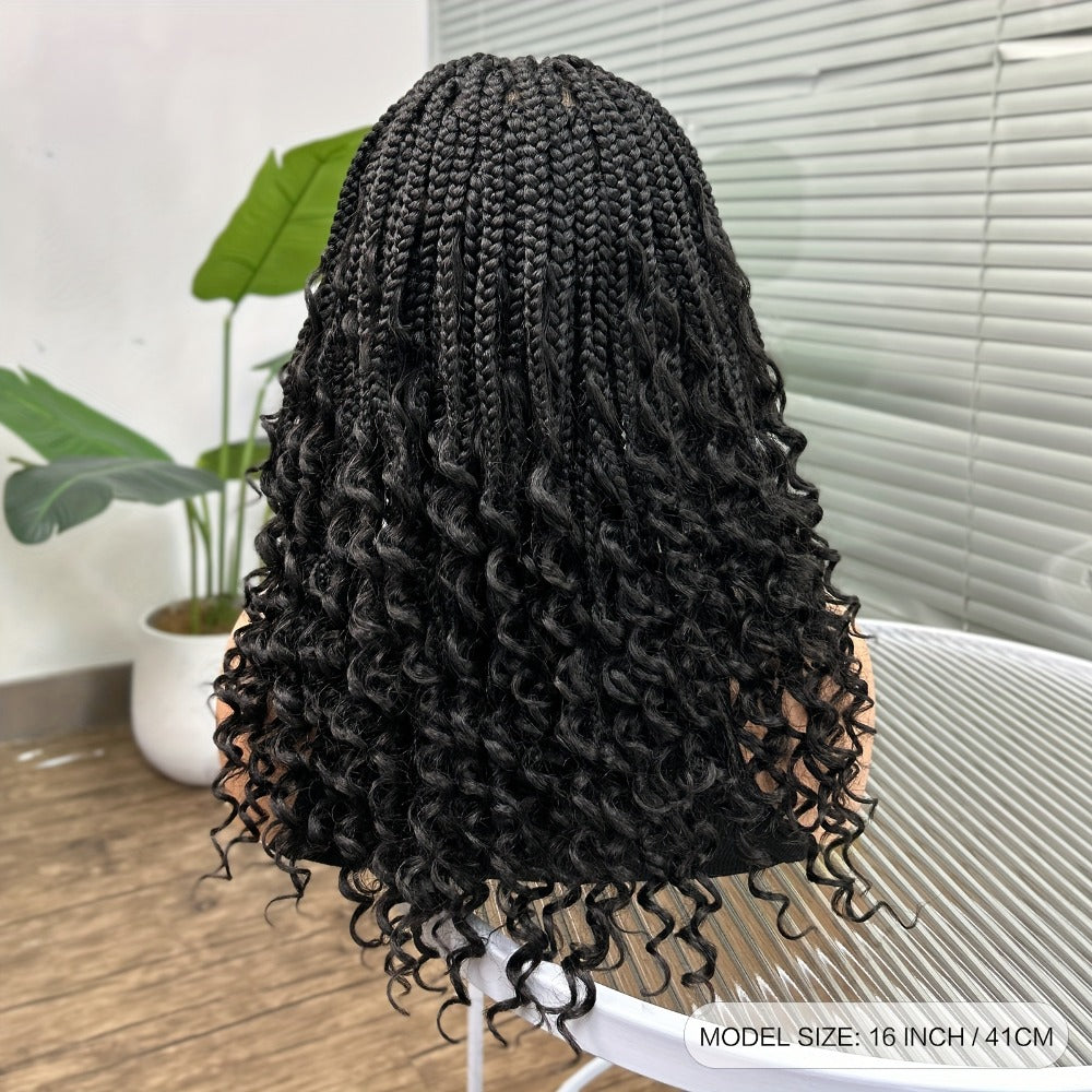 Goddess Square-Braid Wig with Curly Ends in 14- or 16-Inch Lengths and Black, Burgundy or Brown Colors — image 7