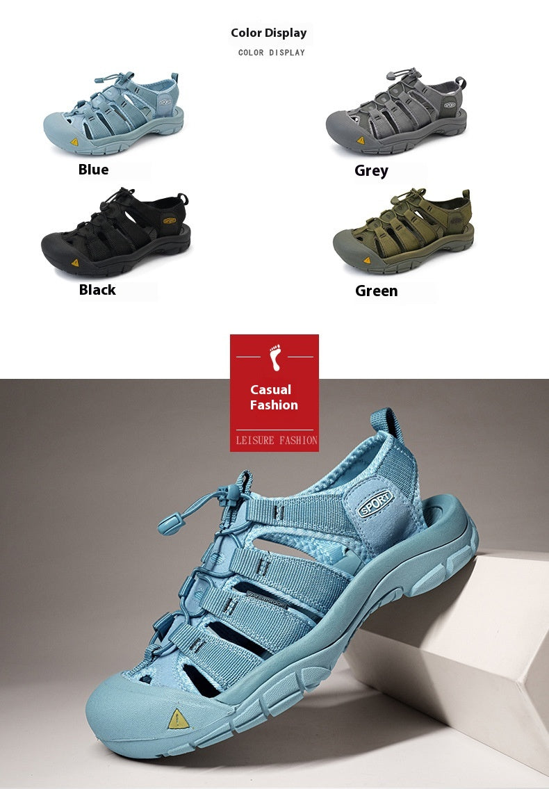 Men's Thick Bottom Toe Cap Beach Upstream Plus Size Outdoor Casual Shoes