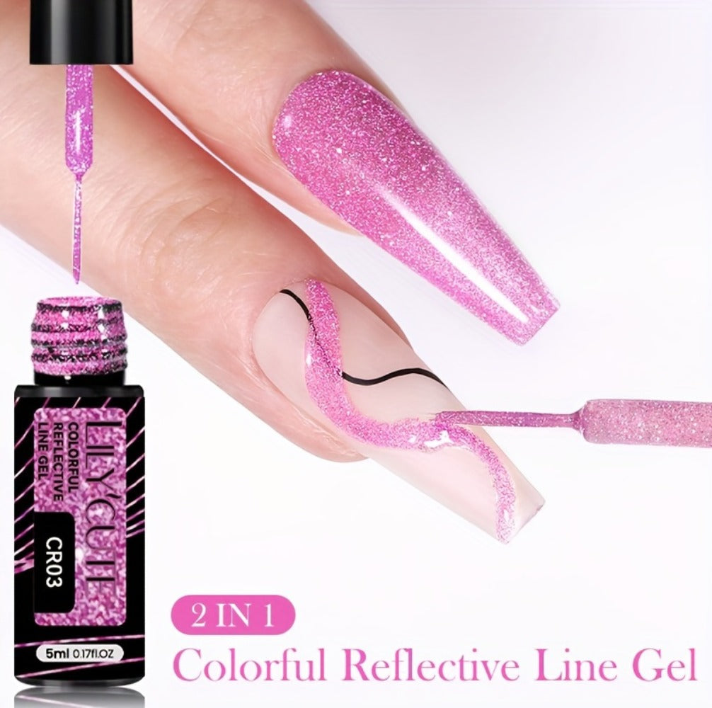 Reflective Line Nail Art Gel Set with Three 5ml LILYCUTE Bottles, Slim Liner Brushes and Two Color Group Options — image 15