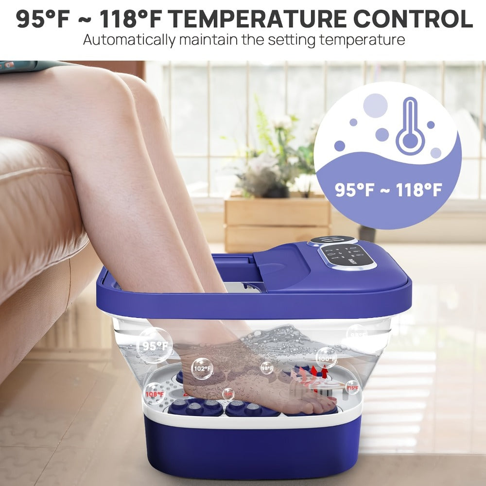 Foot Spa Massager Collapsible with Heater & Temperature Control – Foot Bath with Bubbles, 6 Massage Rollers, Vibration — imag