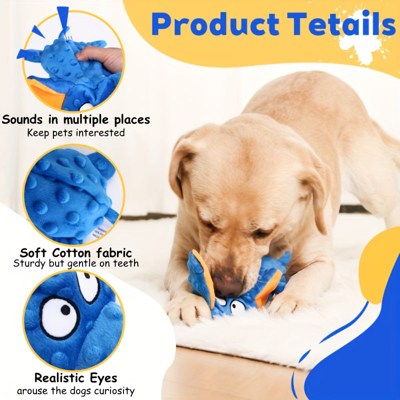 Unstuffed Elephant Squeaky Dog Toy with Crinkle Fabric in Blue or Blue-and-Purple Checkout Options — image 3