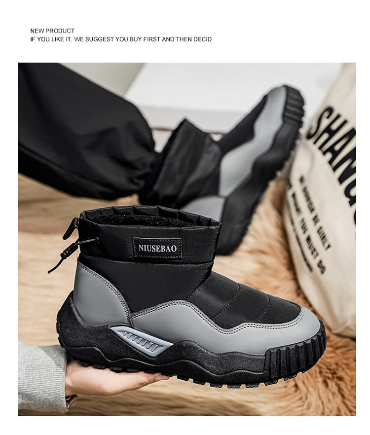 Warm Outdoor Casual Cotton Boots Stylish Mid-top Warm Men's Shoes