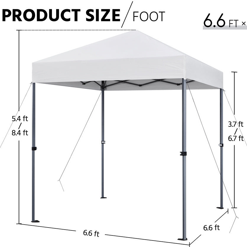 Pop Up Canopy One-Push Lock UPF 50+ Height Adjustable Instant Canopy Tent with Roller Bag, Guy Lines & Ground Anchors for Par