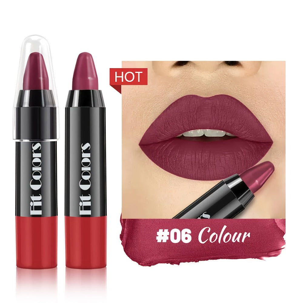 Squalane Crayon Lipstick Set 6 Pcs, Matte & Glossy Lip Pencil with Volumizing Formula, Easy Color Lip Liner for All Skin Type