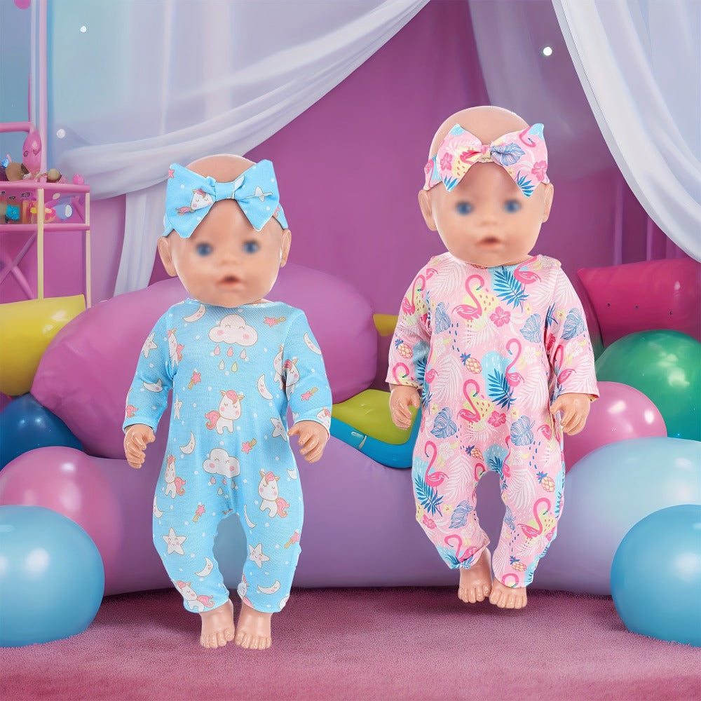 5-Pack Baby Doll Outfits Romper Clothes Set with Headbands for 14-16 Inch with the Listed Color, Size or Set Options for Ever