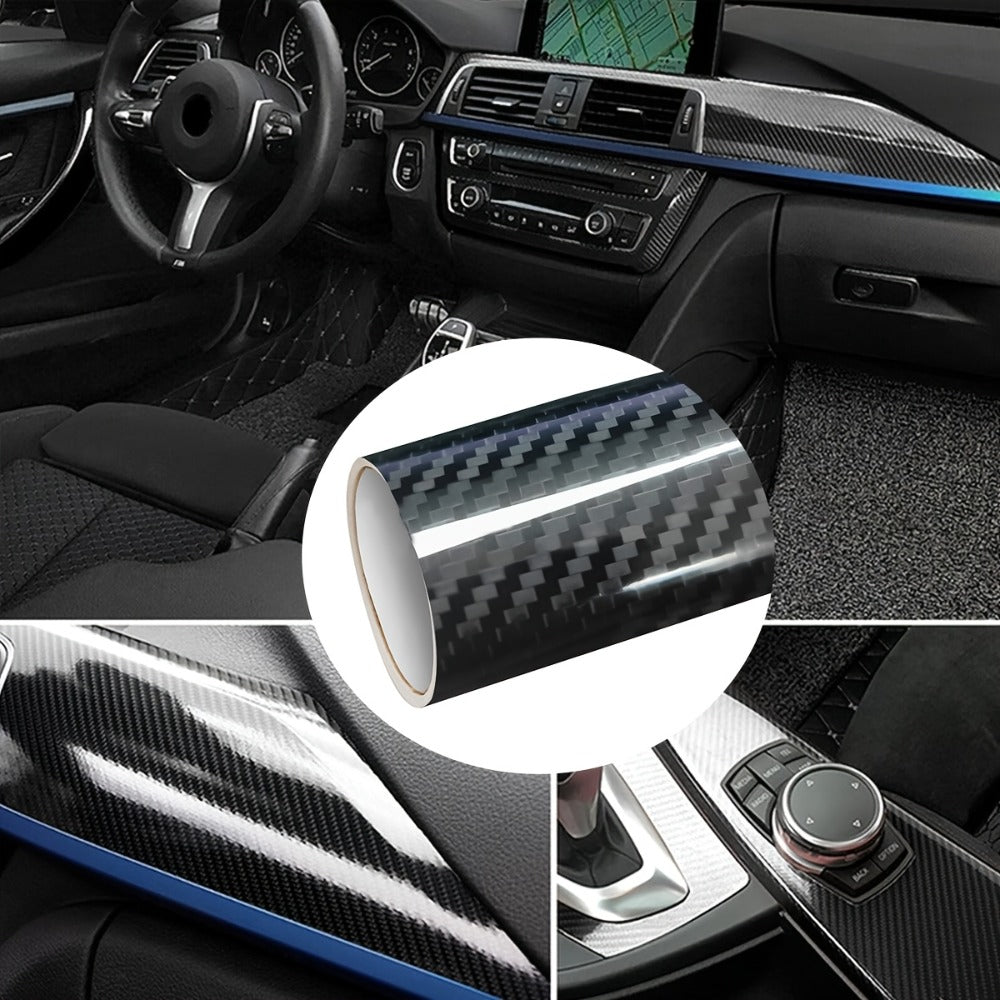 5D Carbon Fiber Vinyl Wrap 50cm x 300cm – Self-Adhesive Car Interior Decor Film, UV Protection, Scratch-Resistant, Dashboard 