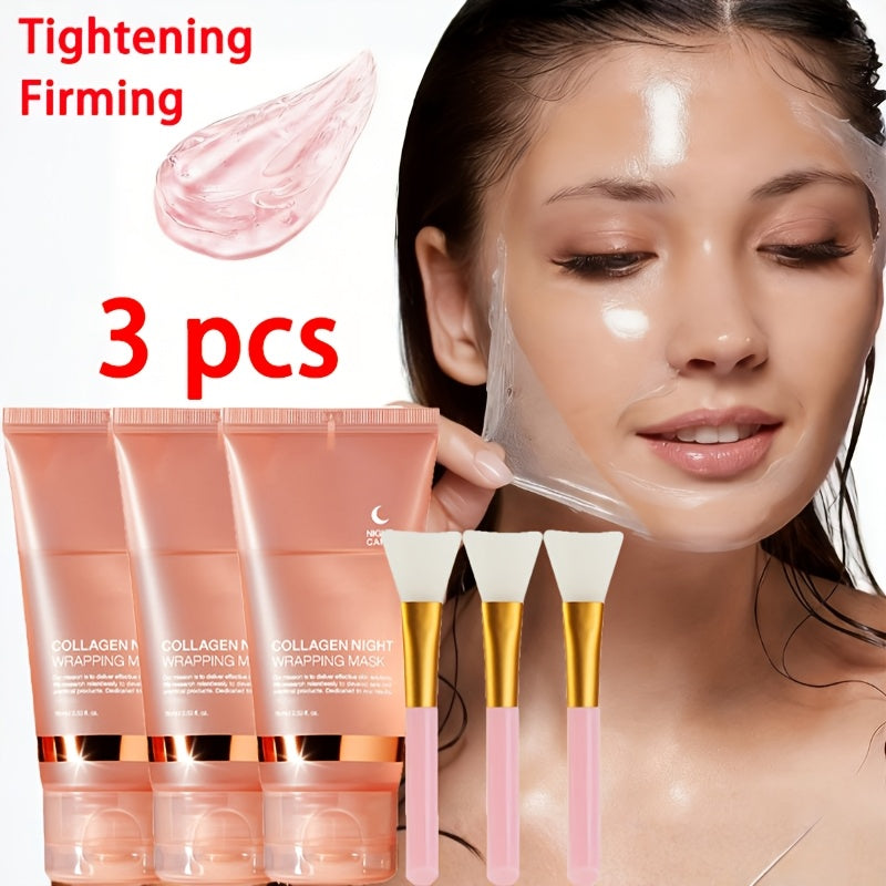 Collagen Overnight Sleeping Mask 3pcs 75g - Niacinamide Hyaluronic Acid Intensive Lifting Sleep Off Face Mask for Women — ima