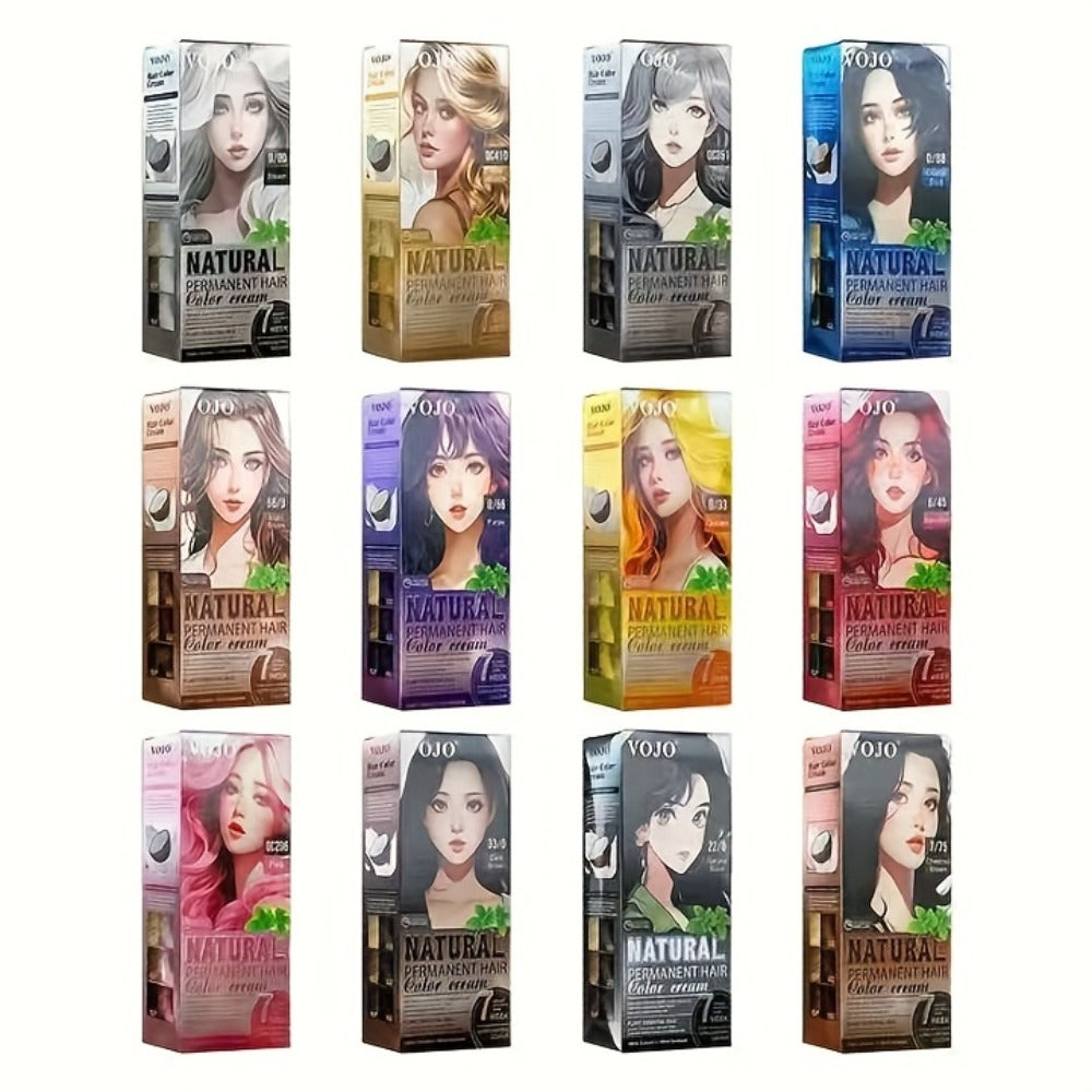 Permanent Hair Dye Kit 12 Vibrant Colors with Developer & Applicator Tools Bleach Blonde Ash for Bath Time, Home Spa and Pers