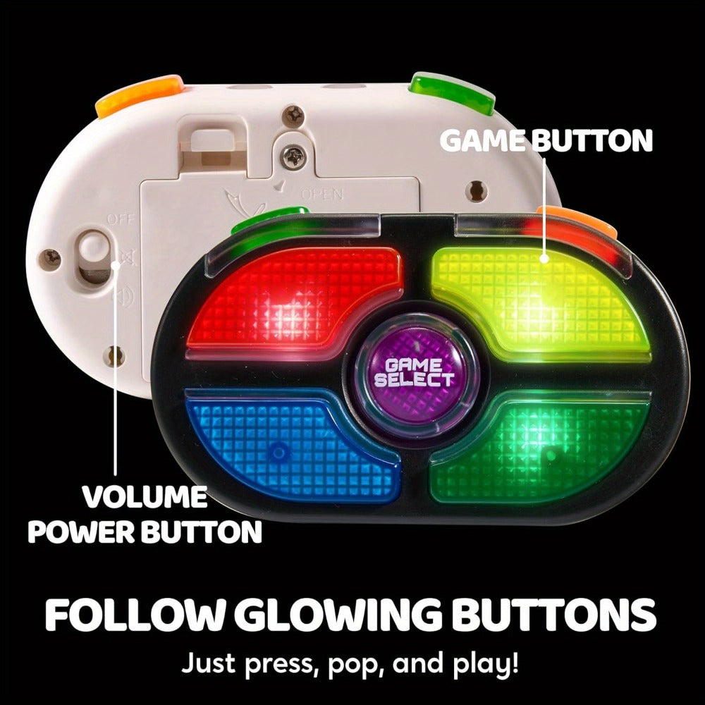 Portable Handheld Gaming Device 2-Pack, 7-Button Electronic Game with 4 Modes, Light & Sound, Memory & Speed Battle for Kids 