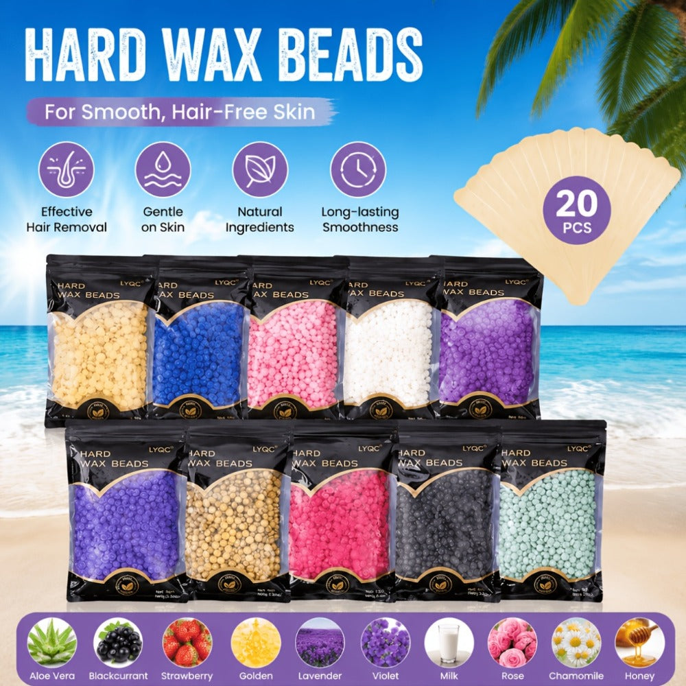 Hard Wax Beads for Hair Removal Full Body 1000g/2000g – Professional Waxing Kit with 20 Applicator Sticks — image 1