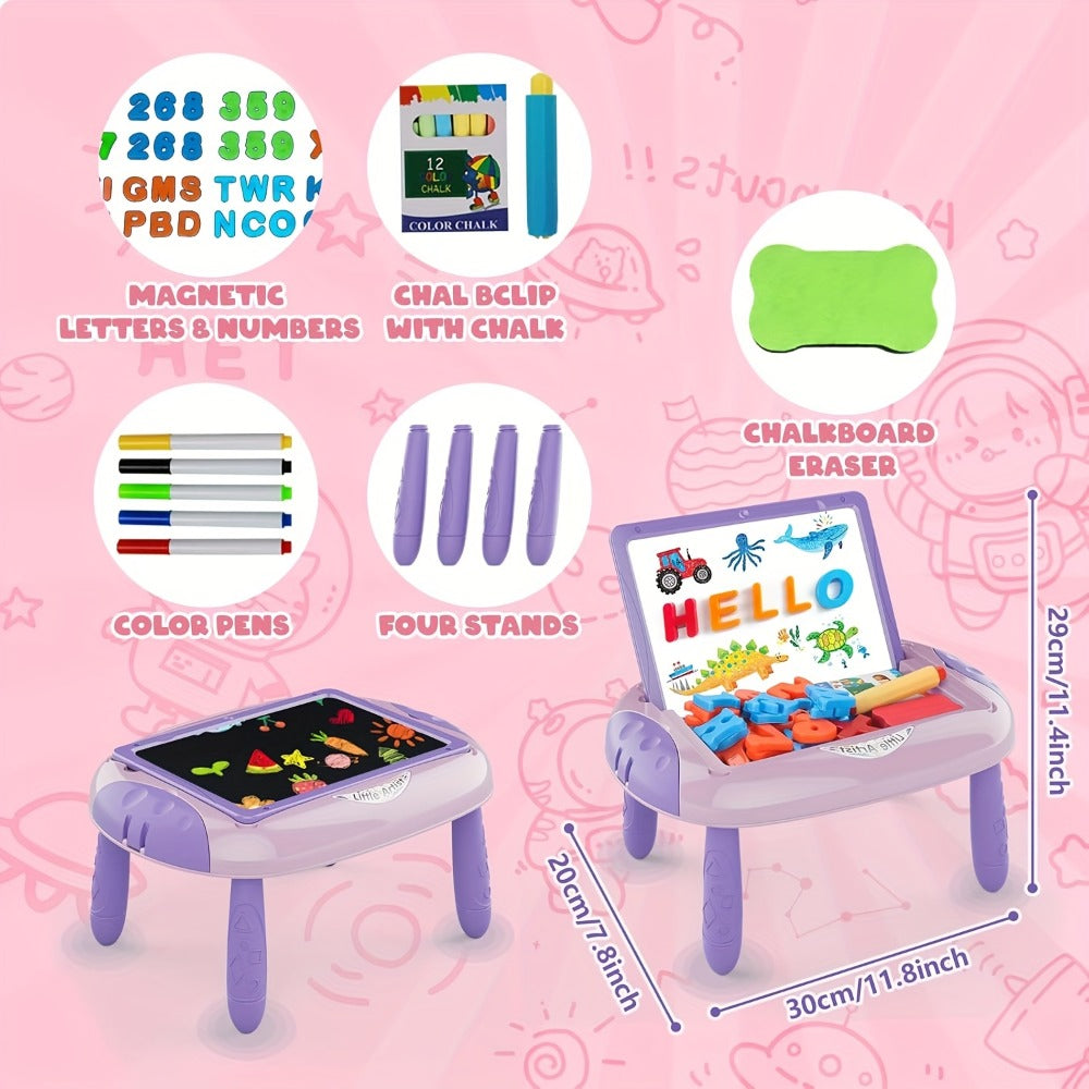 Double-Sided Kids Drawing Easel with Foldable Tabletop Stand, Chalkboard, Whiteboard and Six Color Options — image 17