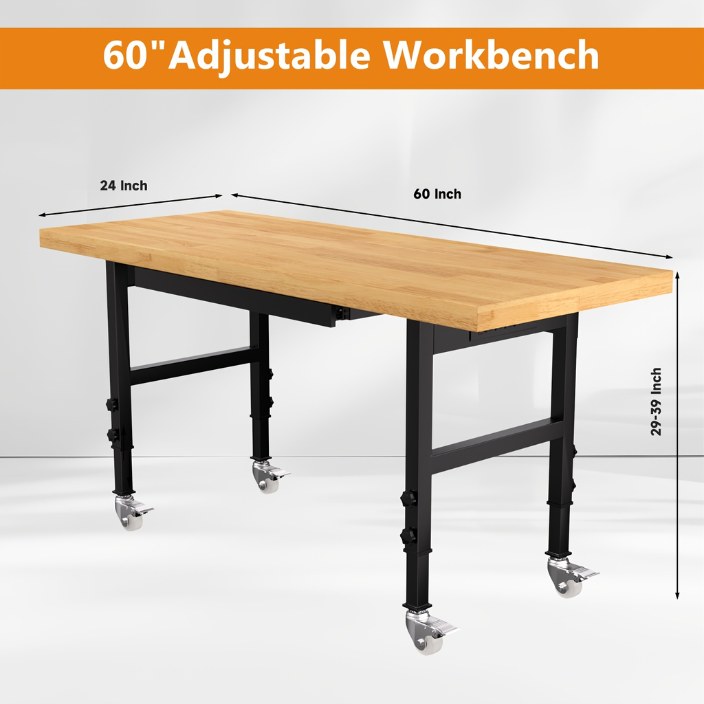 Wood-Top Rolling Workbench in 48, 60 or 70-Inch Lengths with Drawer and No-Drawer Checkout Options — image 9