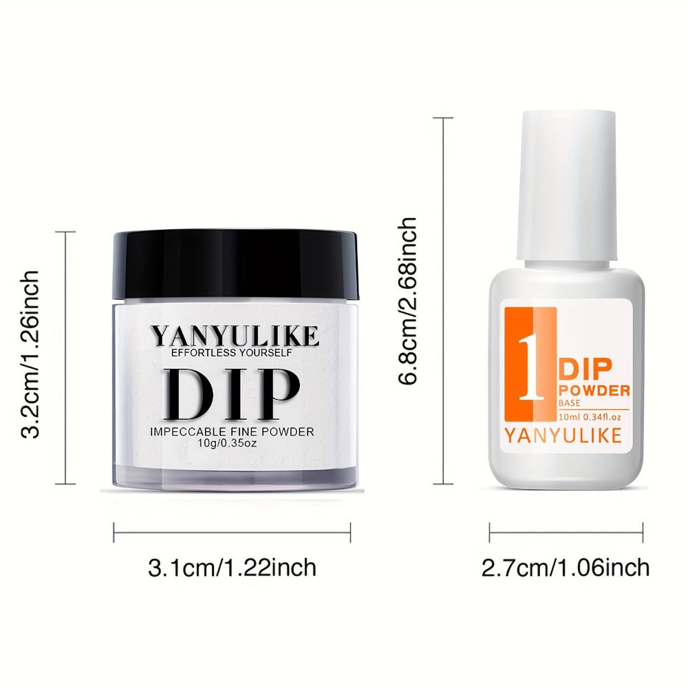 Dip Powder Nail Kit with YANYILIKE Label, Four Nude Gold Glitter Powders, Three 10ml Liquids and Four Tools — image 5