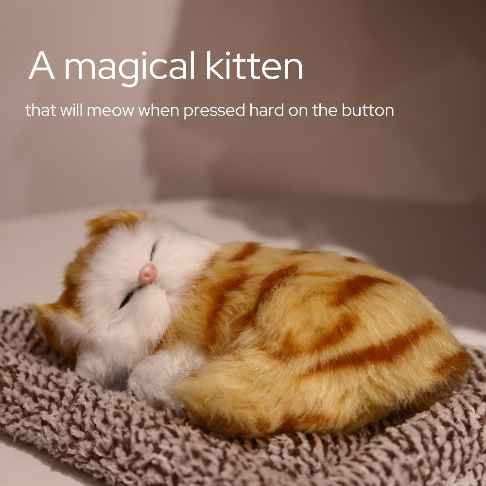 Plush Toy Realistic Sleeping Cat with Meow Sound in Four Coat Patterns for Desk or Room Display — image 24