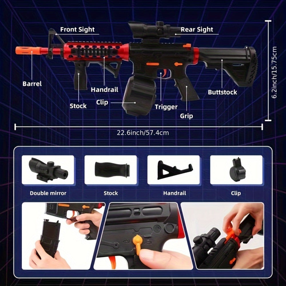 High-Performance Rechargeable Electric Splash Ball Toy Gun, USB Charge Portable Combat Outdoor Shooting Rifle for Kids Boys T