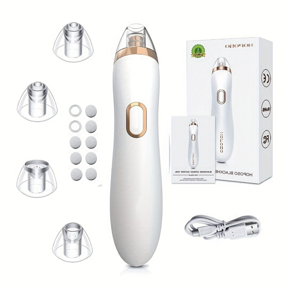 Blackhead Remover Vacuum Pore Cleaner 5 Adjustable Suction Levels - 4 Probe Heads 600mAh for Bath Time, Home Spa and Personal