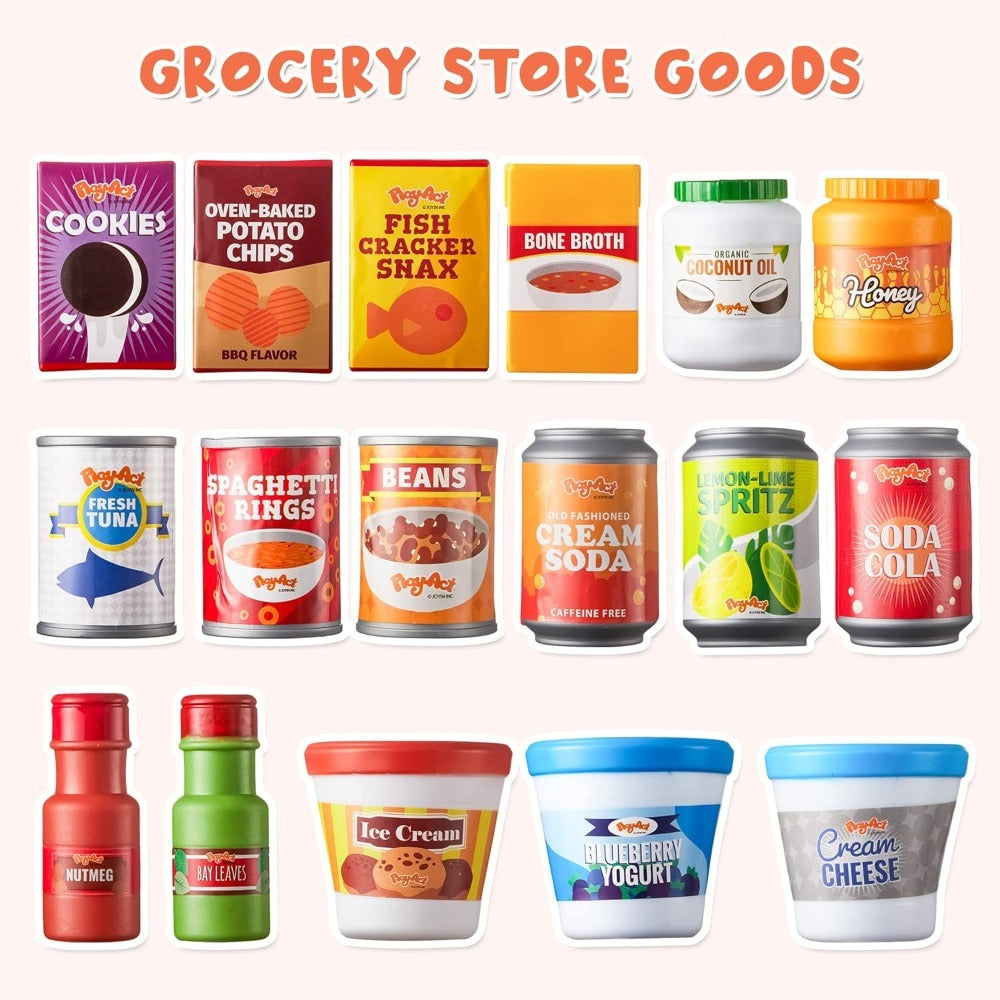 30 Pcs Play Food Grocery Cans Set - Pretend Kitchen Toy with Drinks, Juice, Snacks & Yogurt, Safe — image 5