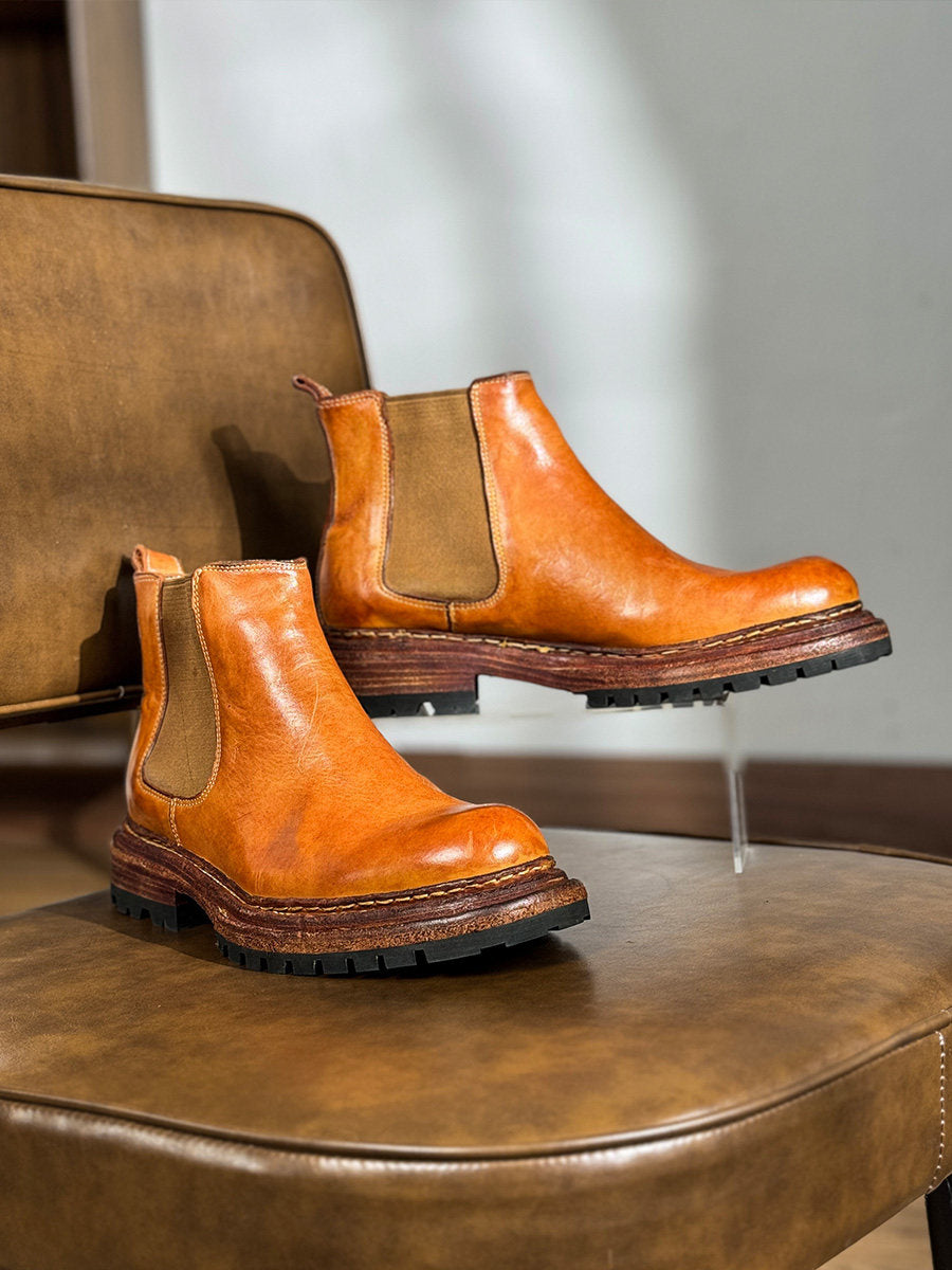 Men's Business Thick-Sole Height-Increasing Vintage Leather Boots