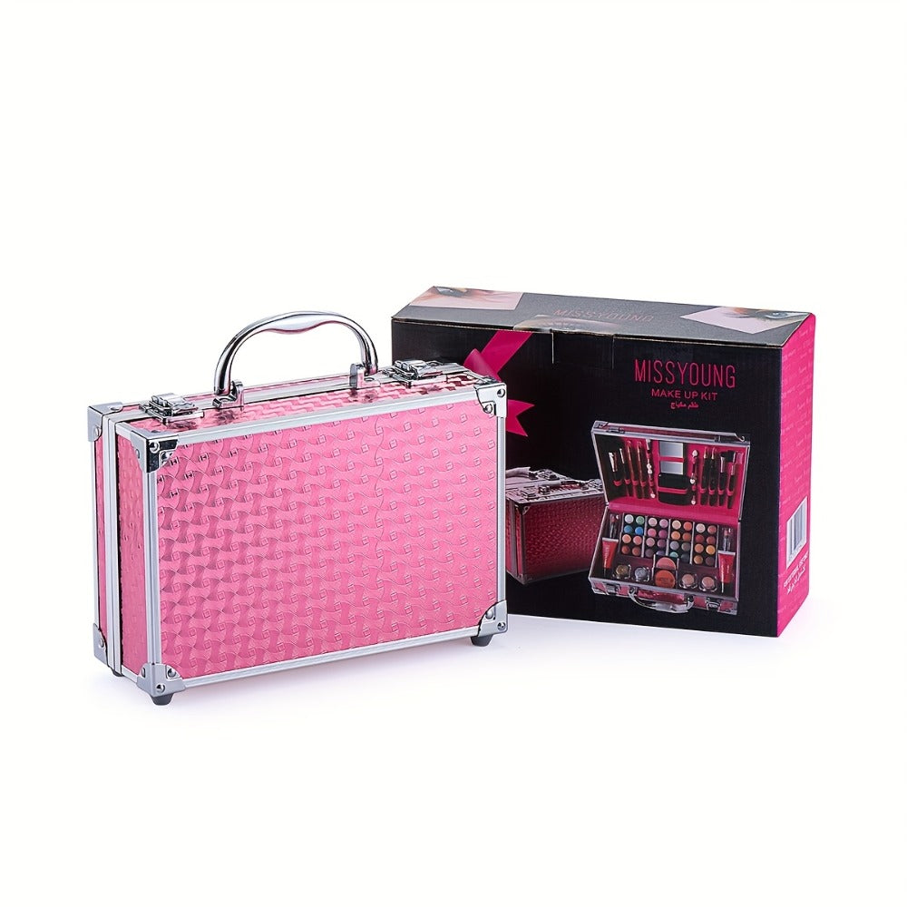 Makeup Kit 56-Piece Handled Mirror Case with Mixed Face, Eye and Lip Cosmetics in Silvery or Rose Color — image 15